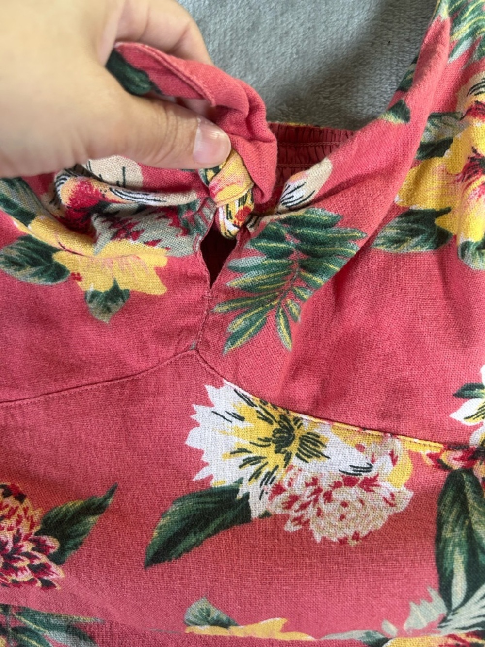 Hollister linen blend Pink Floral Tie-Front Mini Dress - Picture 12 of 12